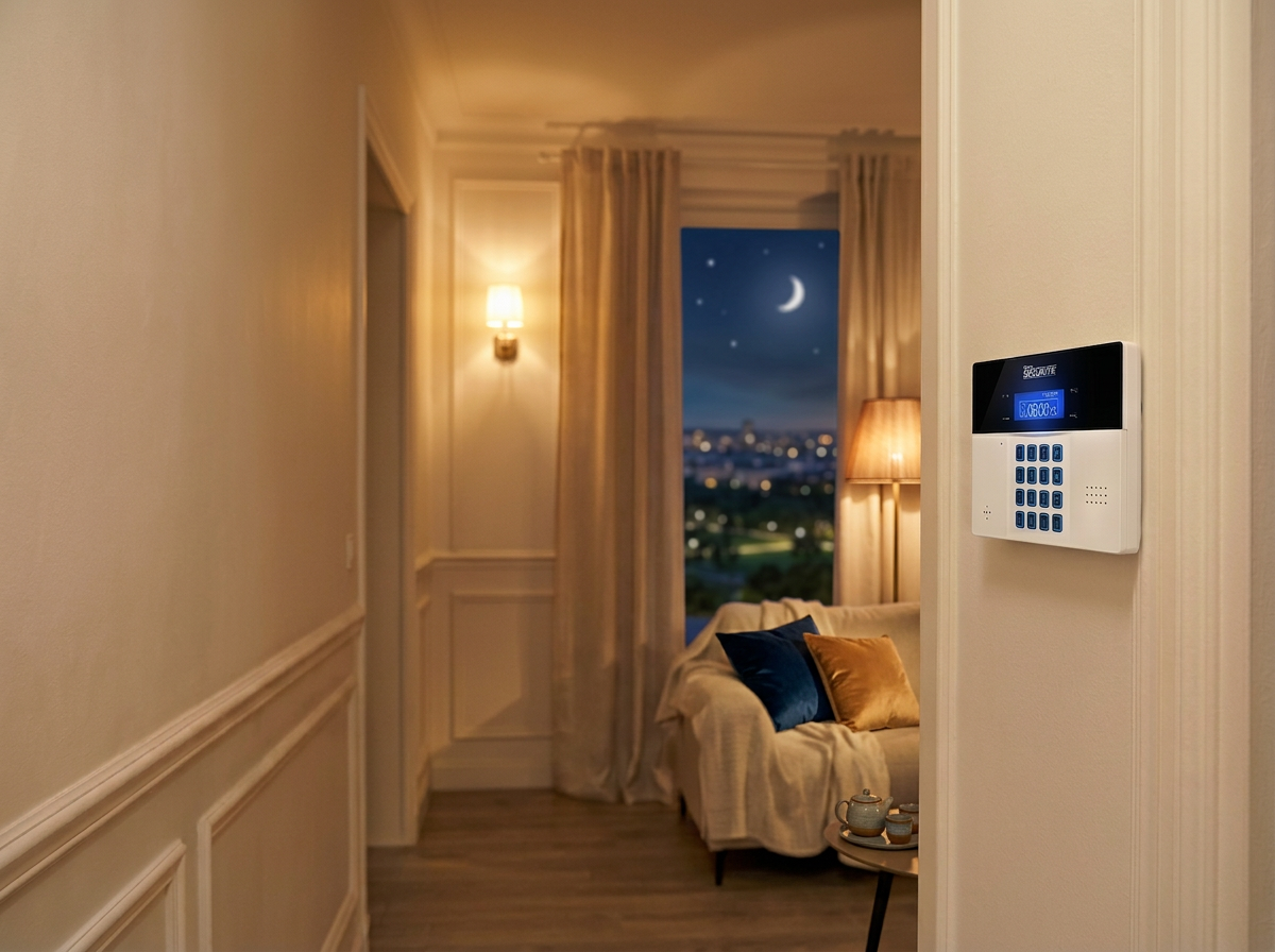 Famille sereine protégée par une alarme Tike Location