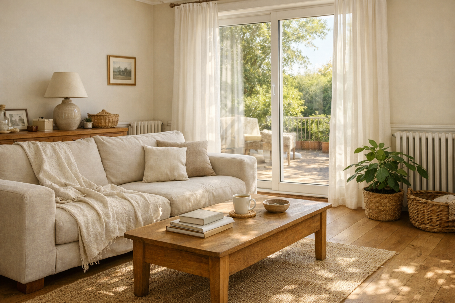 Salon lumineux et chaleureux - Intérieur protégé par Tike Location